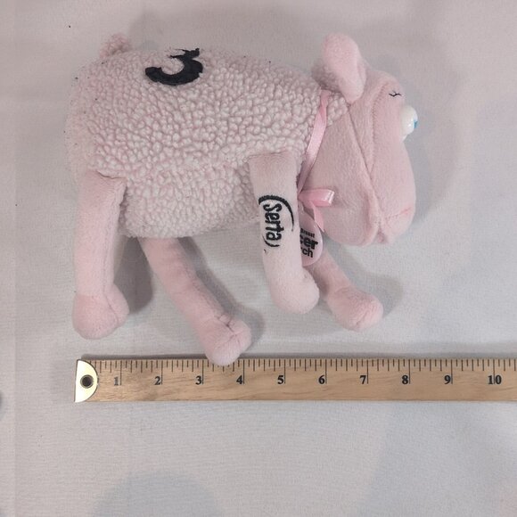Serta Counting Sheep 4 Lot Plush Number 3 6 100 Pink White Curto Toy 2000 Lamb - Picture 7 of 16